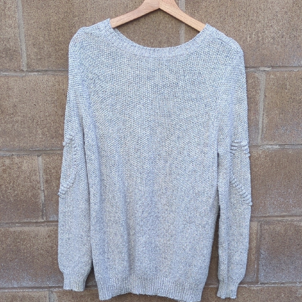 Lauren Conrad heart boucle sweater in a light gray or marled gray color. XL - Picture 6 of 10